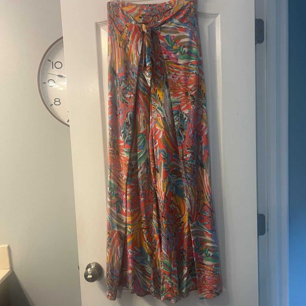 FATE boho, hippie festival pull on wide leg pants 100% rayon. size S